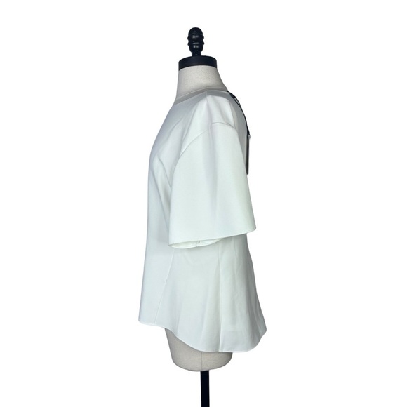 Theory Crepe ivory short sleeve butterfly top size large NWT - Picture 7 of 9